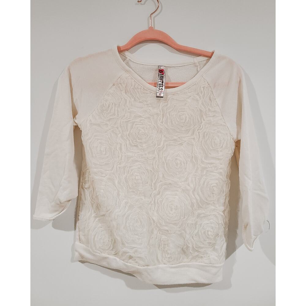 Girls Beauties Ivory Floral Sweater XL